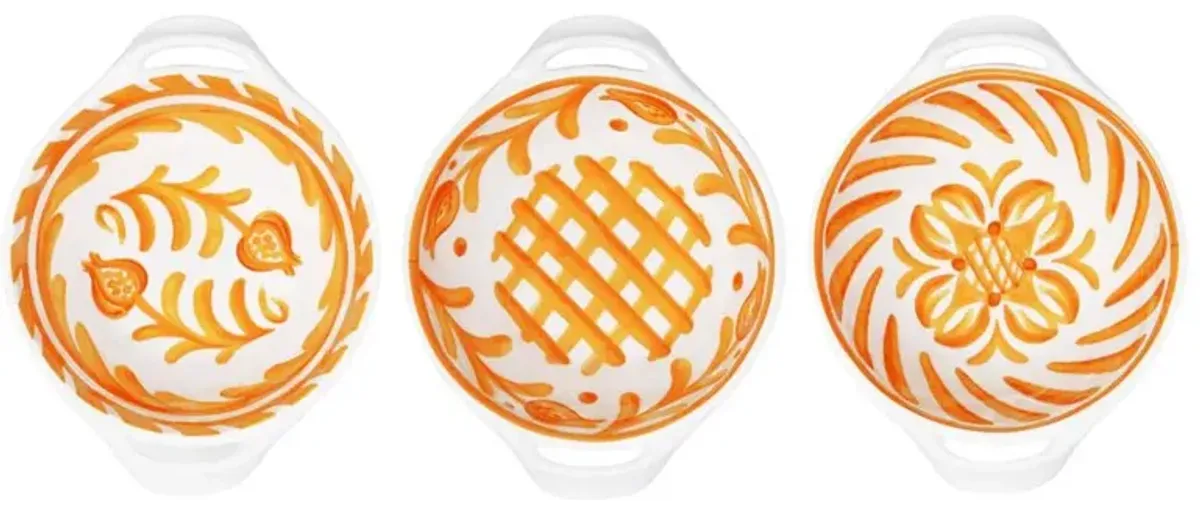 Sicily Global Orange Melamine Floral Mini Handled Bowl - Set of 3