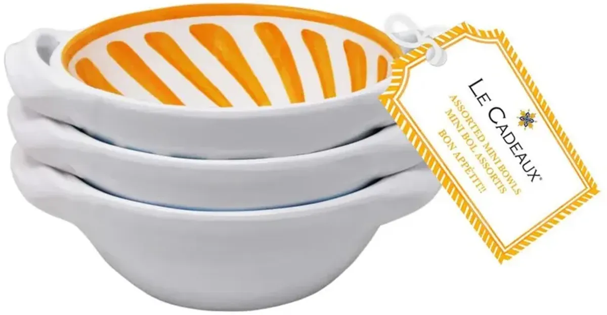 Sicily Global Orange Melamine Floral Mini Handled Bowl - Set of 3