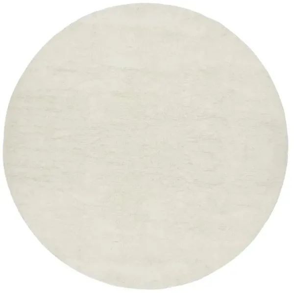Silhouette Modern Cream Wool Washable Solid Rug - 9'10" Round