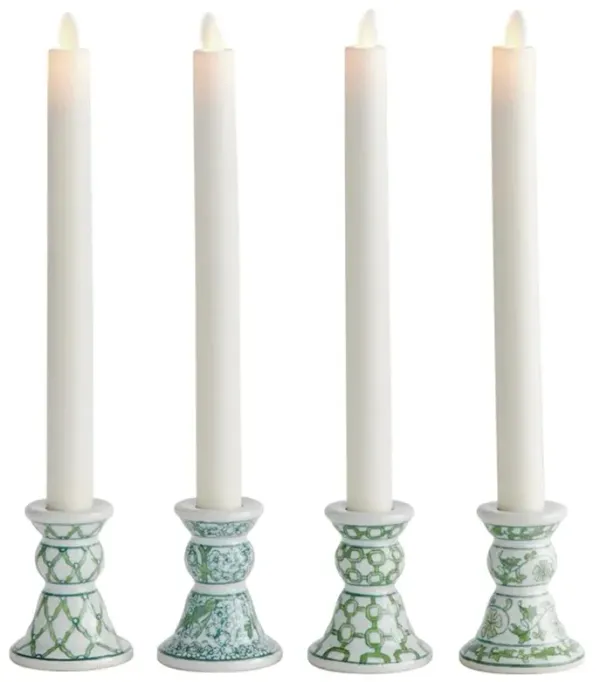Nolan French Country Green Porcelain Candle Holder - Set of 4