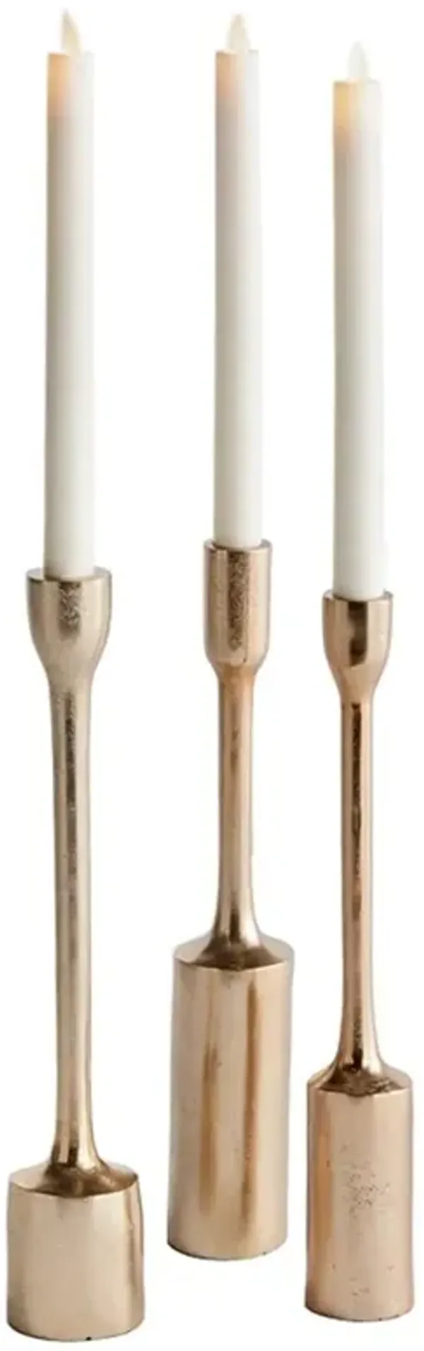 Ingrid Industrial Loft Gold Aluminum Candle Holder - Set of 3