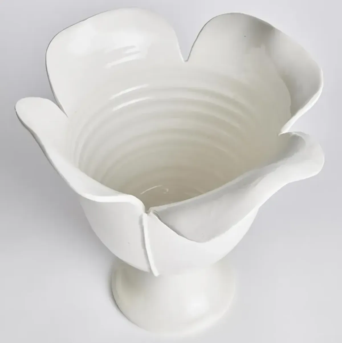 Lachlan French Country White Ceramic Footed Decorative Vase - Small