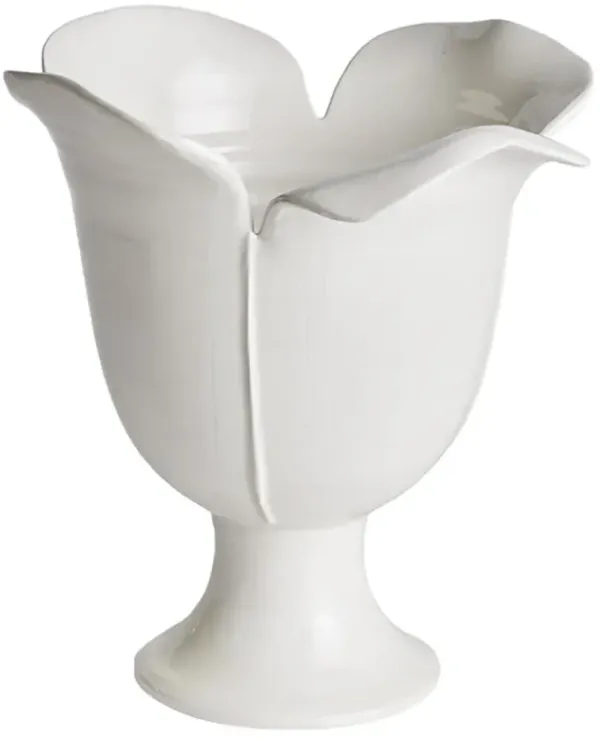 Lachlan French Country White Ceramic Footed Decorative Vase - Small