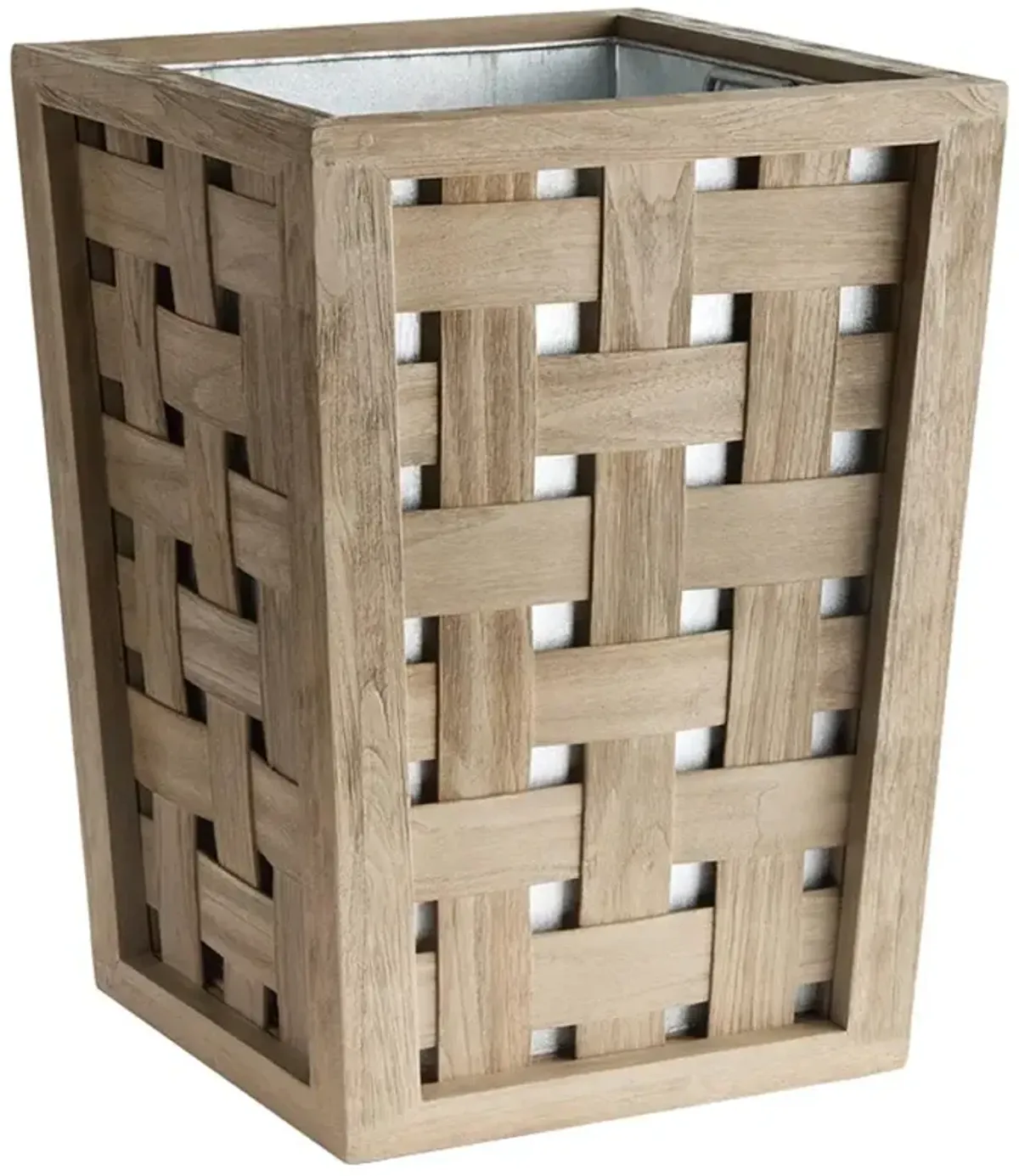 Finley Rustic Lodge Grey Teak Wood Outdoor Planter - Large