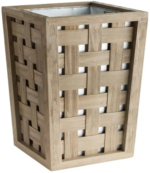 Finley Rustic Lodge Grey Teak Wood Outdoor Planter - Large