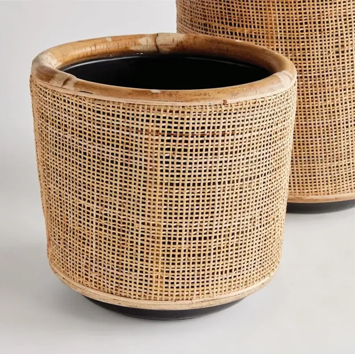 Emmett Coastal Beach Natural Rattan Woven Planter - Set of 2