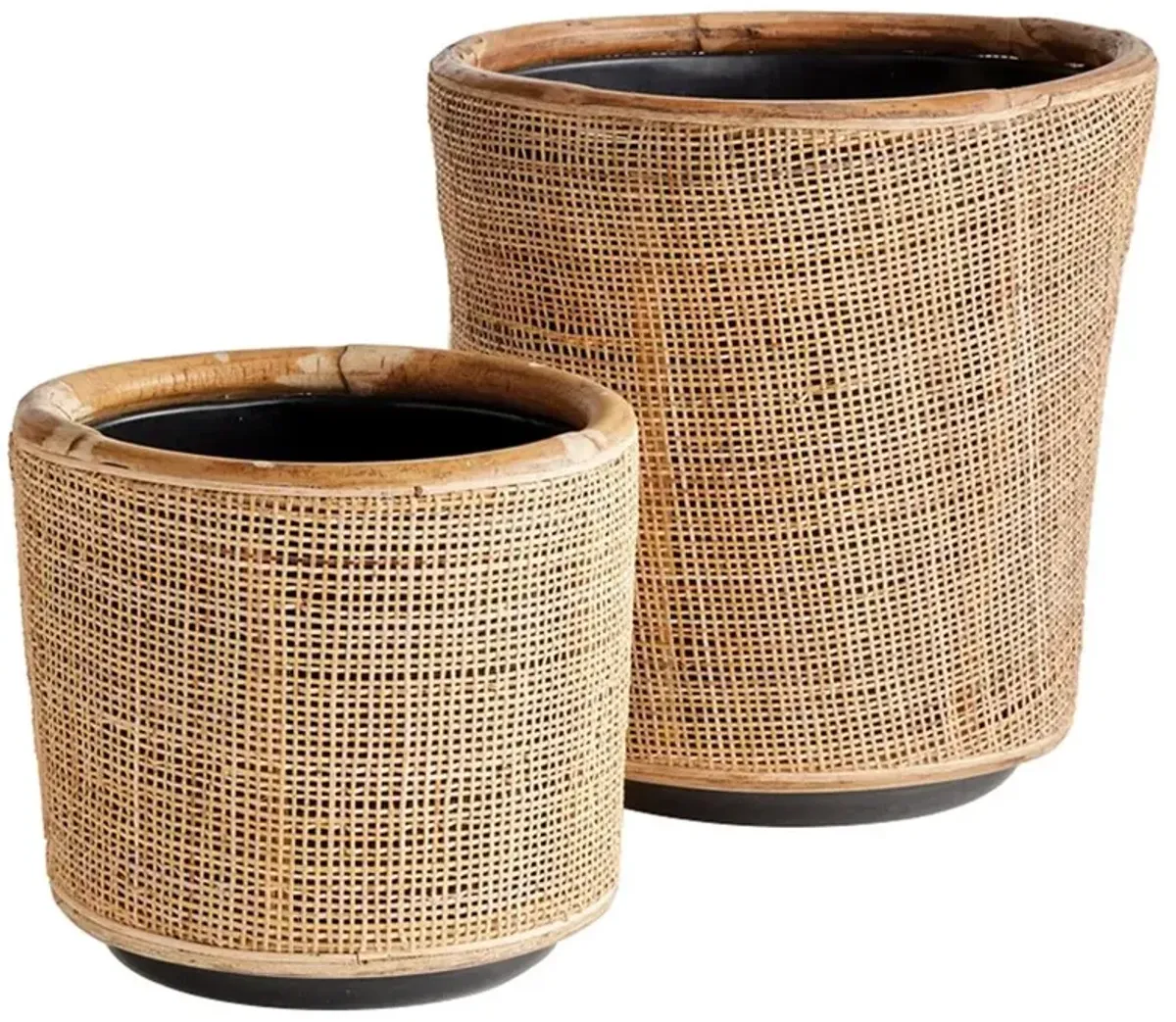 Emmett Coastal Beach Natural Rattan Woven Planter - Set of 2