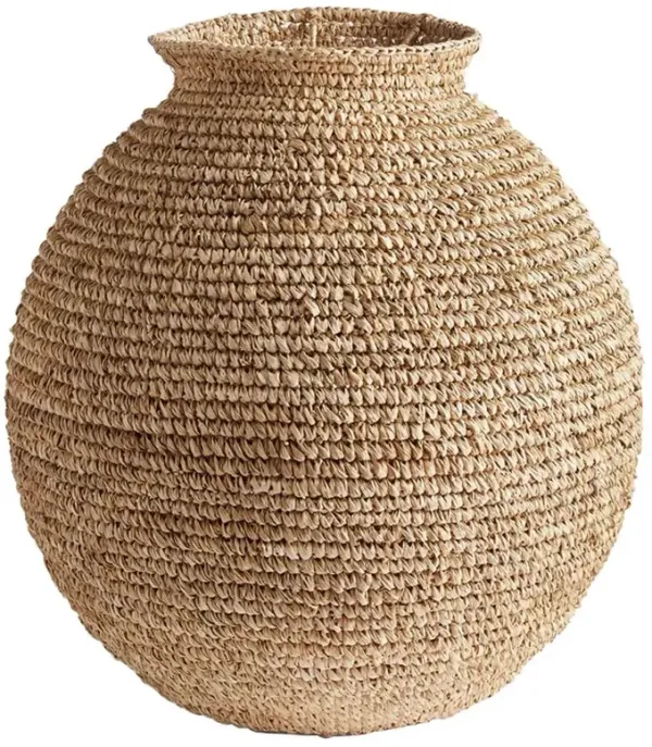 Brielle Coastal Beach Natural Corn Husk Woven Decorative Vase - Large