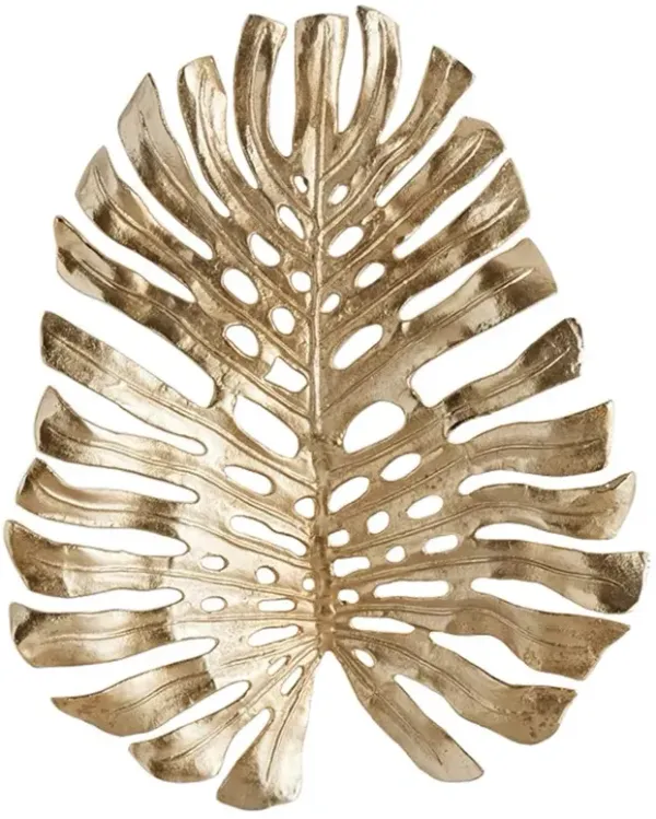 Brooks French Country Gold Aluminum Monstera Wall Sculpture - Small