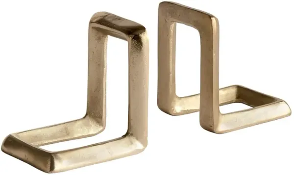 Genevieve Hollywood Regency Gold Aluminum Bookends