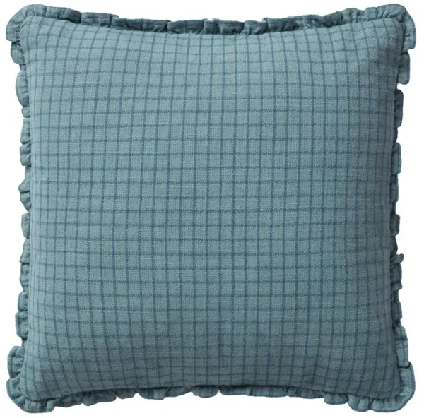 Beryn French Country Blue Cotton Down Fill Decorative Pillow - 18x18