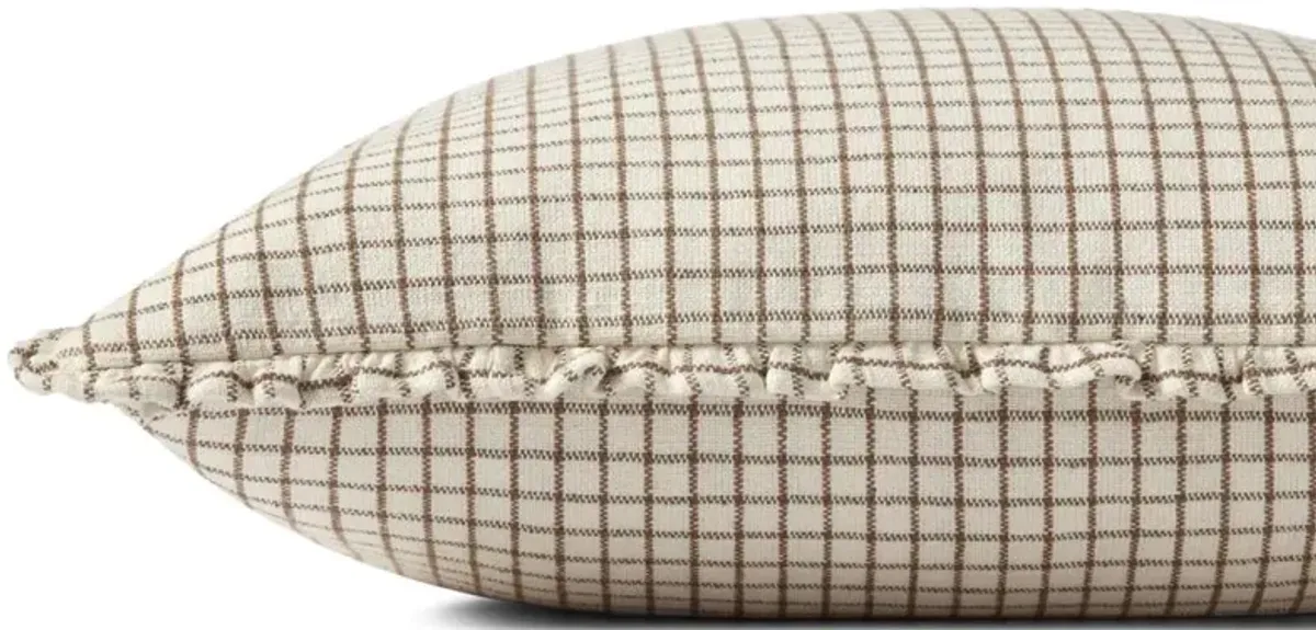 Beryn French Brown Accent Cream Cotton Down Fill Decorative Pillow - 22x22