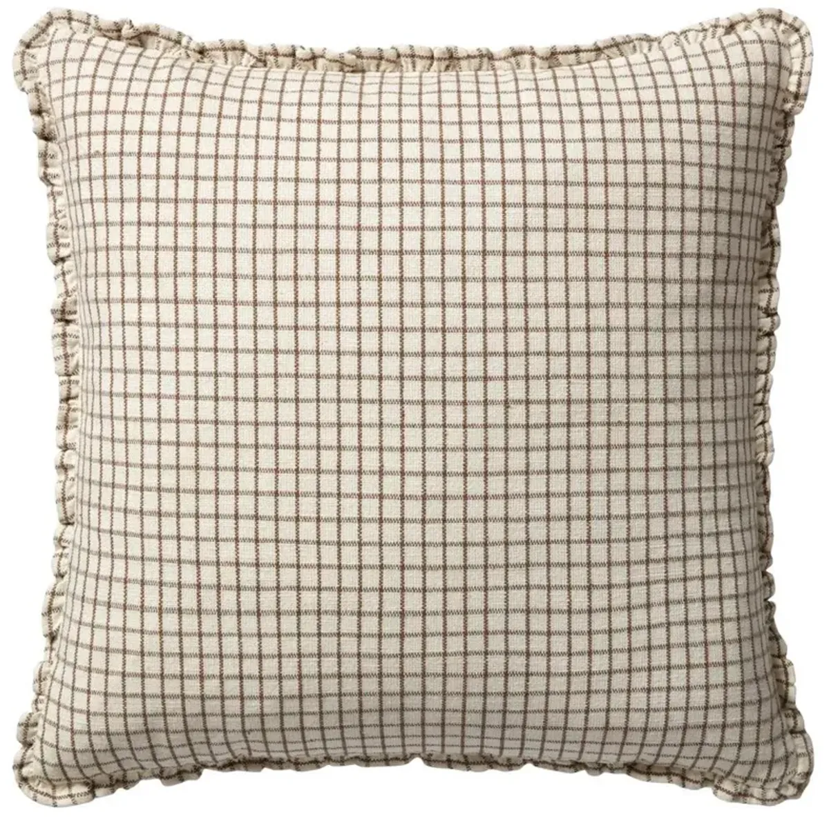 Beryn French Brown Accent Cream Cotton Down Fill Decorative Pillow - 22x22