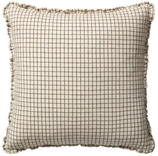 Beryn French Brown Accent Cream Cotton Down Fill Decorative Pillow - 22x22
