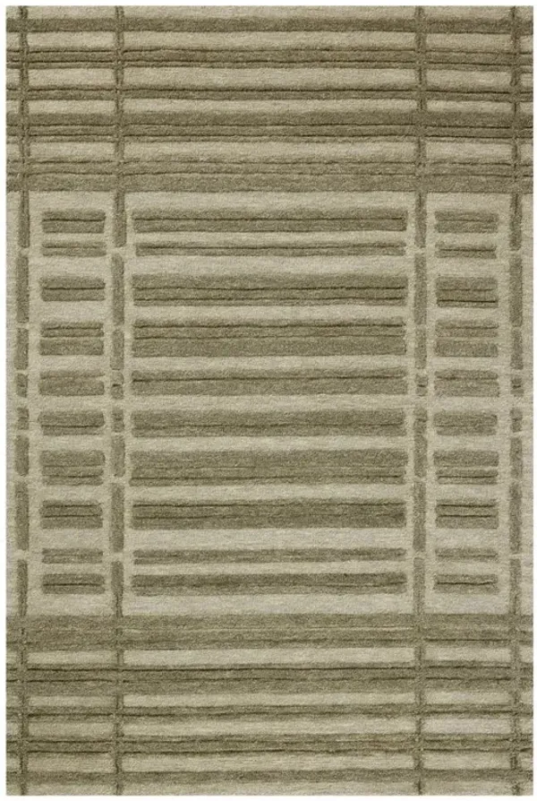 Roswen Modern Classic Sage Wool Linear Patterned Rug - 2'3"x3'9"