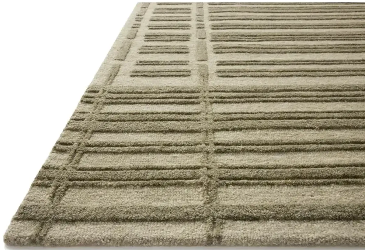 Roswen Modern Classic Sage Wool Linear Patterned Rug - 3'x7'