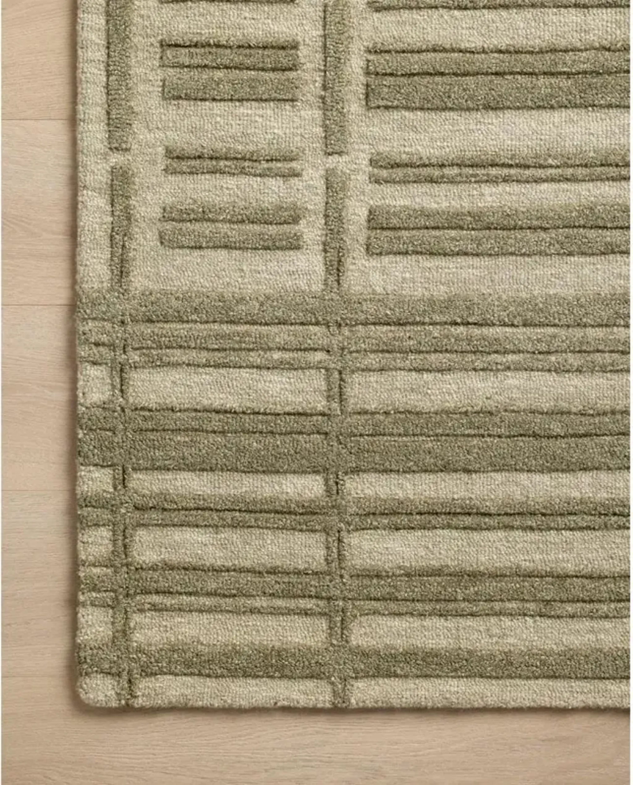 Bradley Modern Classic Sage Wool Linear Patterned Rug 3x7 Kathy Kuo ...