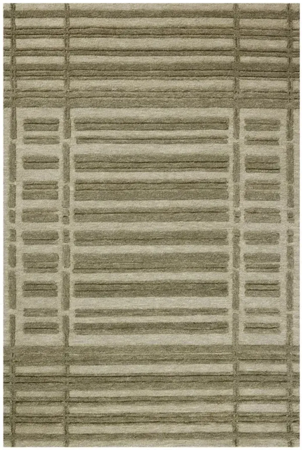 Roswen Modern Classic Sage Wool Linear Patterned Rug - 3'x7'