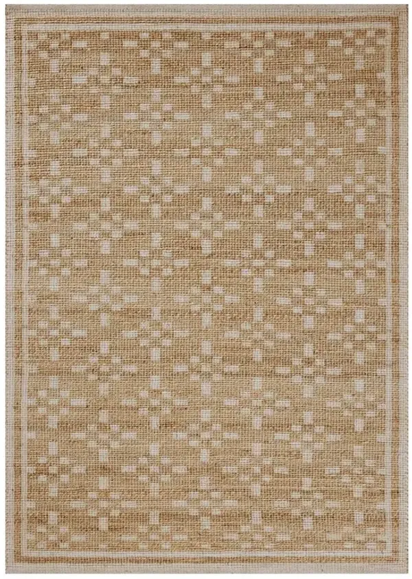 Eloria Coastal Beach Natural Diamond Patterned Jute Rug - 2'6"x7'6"