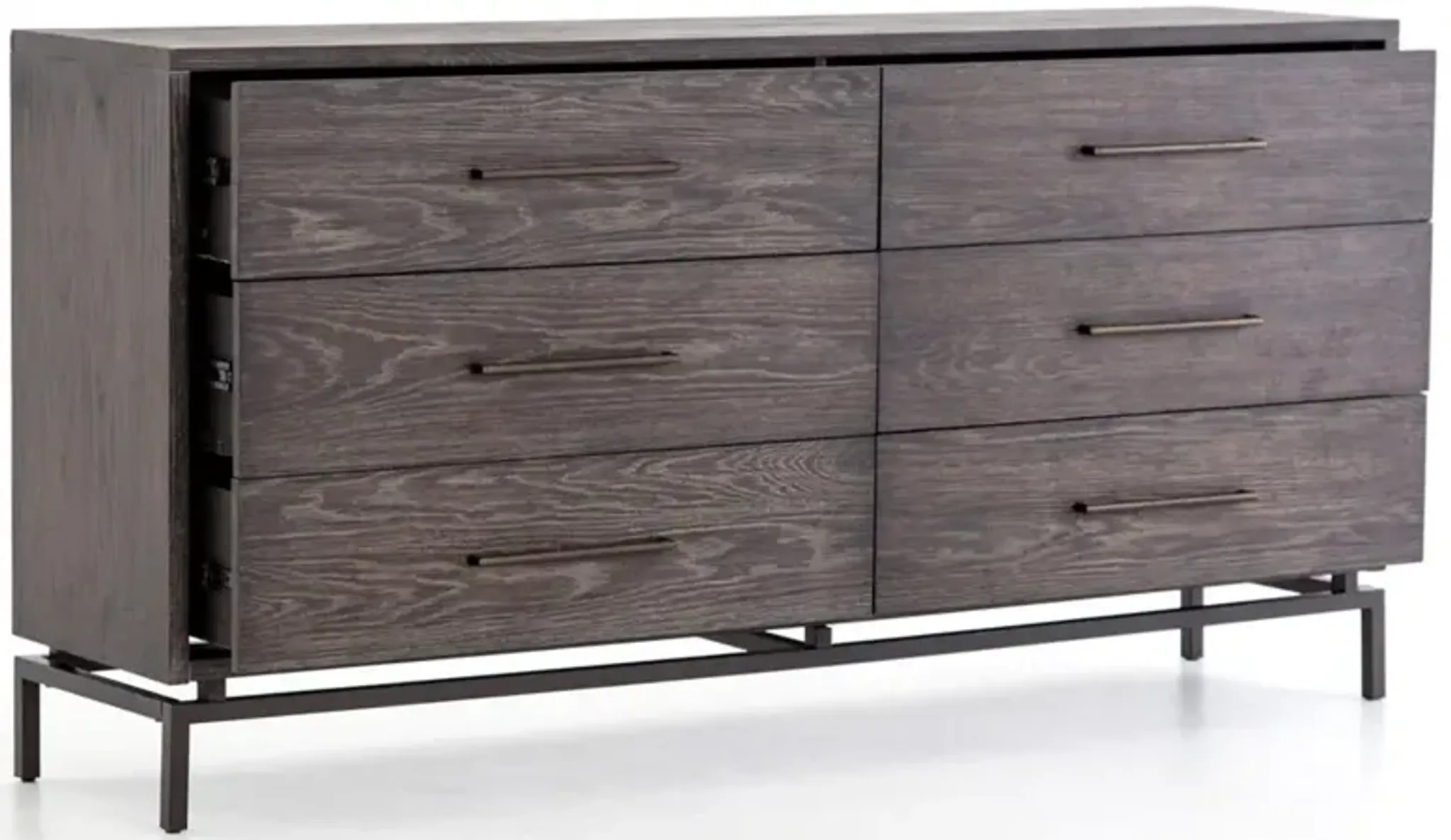 Erica Modern Classic Grey Oak Brass Iron Dresser Kathy Kuo Home ...