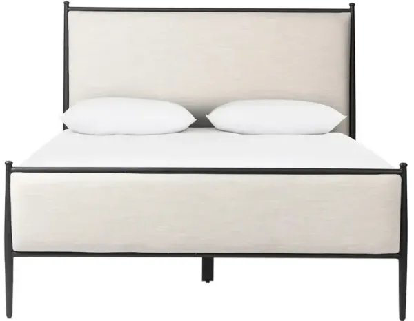 Isabella Modern Classic Cream Upholstered Black Iron Bed - King