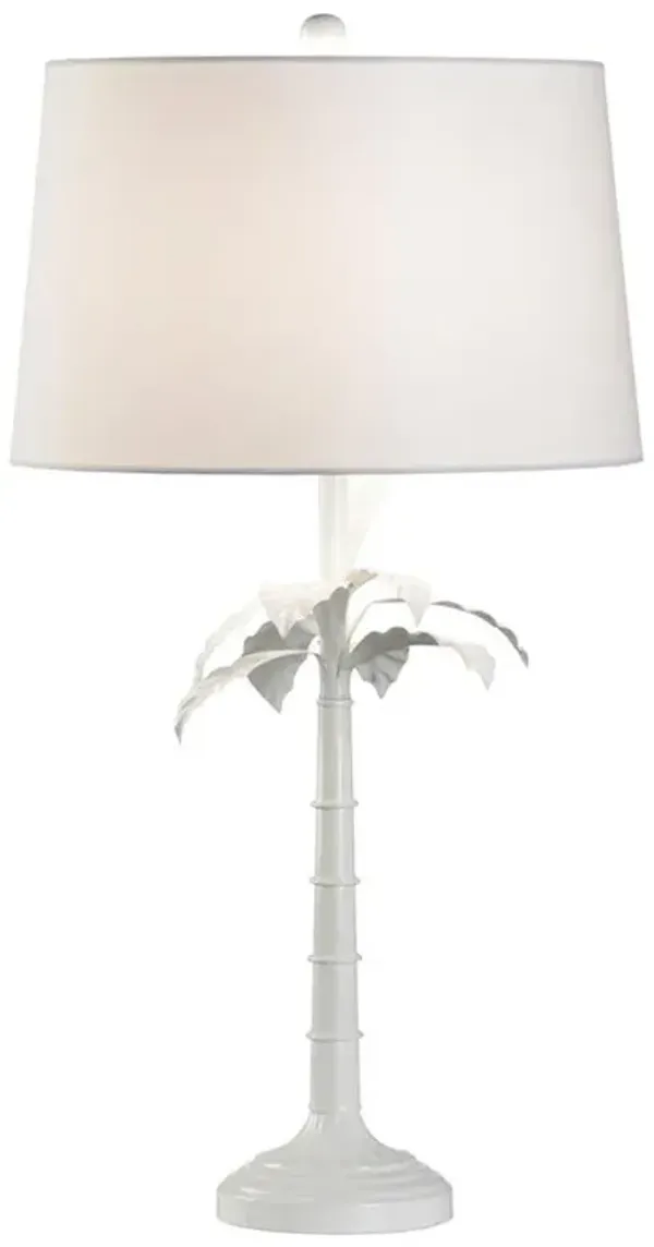 Crissan Coastal Beach White Steel Palm Leaf Table Lamp