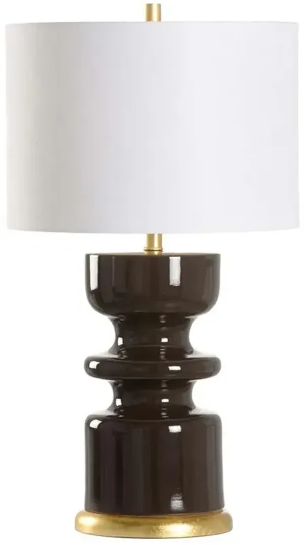 Hover Mid Century Modern Wine Ceramic Linen Shade Table Lamp