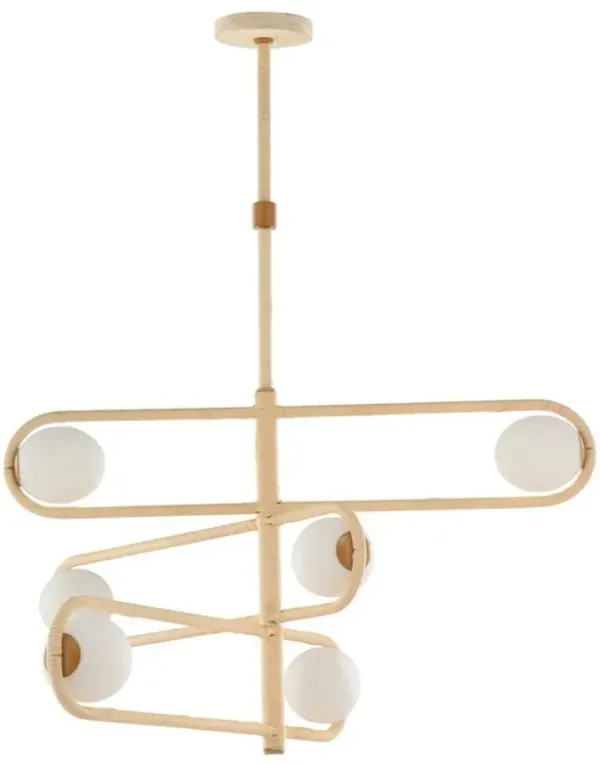 Soleil Coastal Beach Natural Rattan White Globe 3 Tier Chandelier - Small