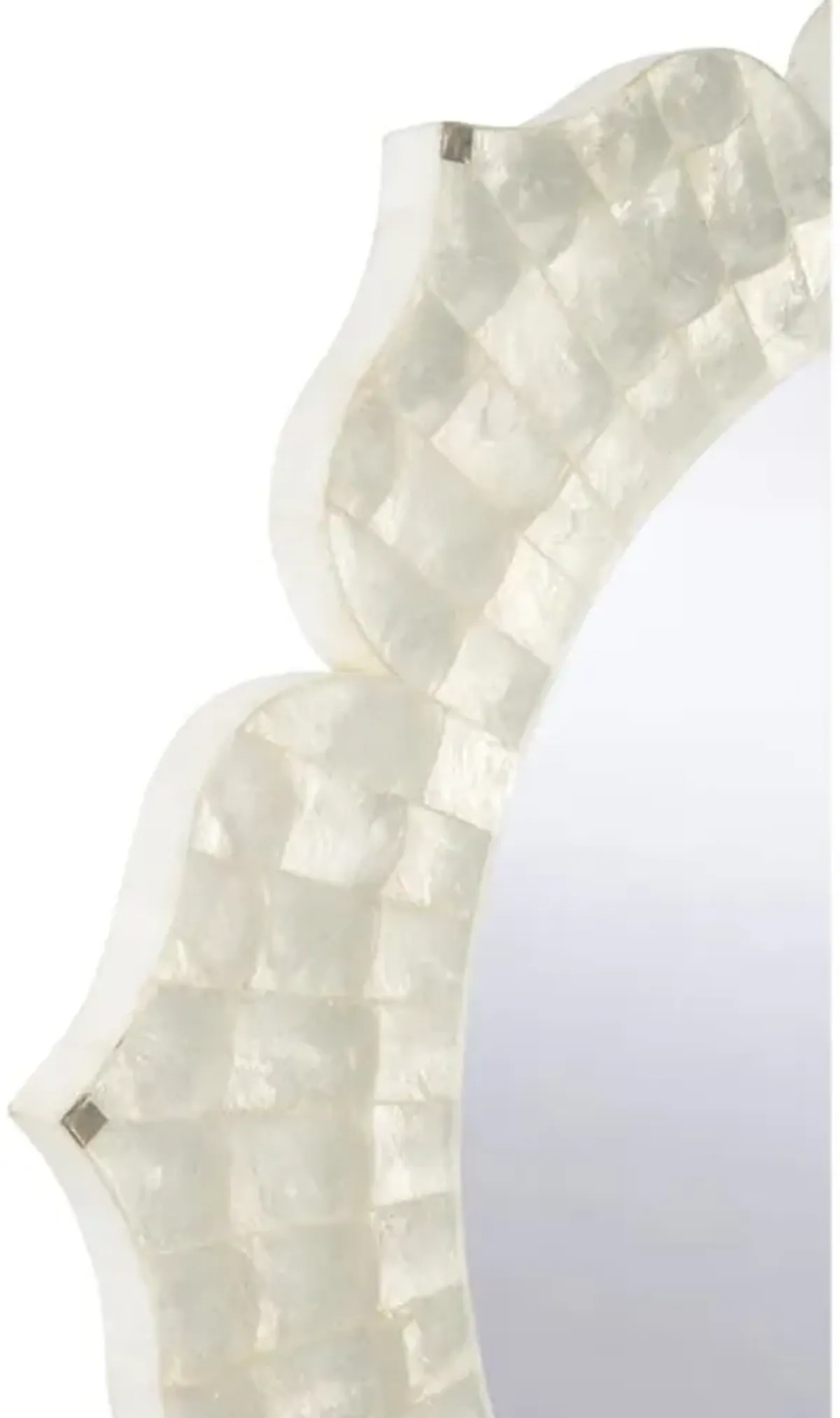 Hattie Modern Classic White Capiz Shell Lotus Flower Round Mirror