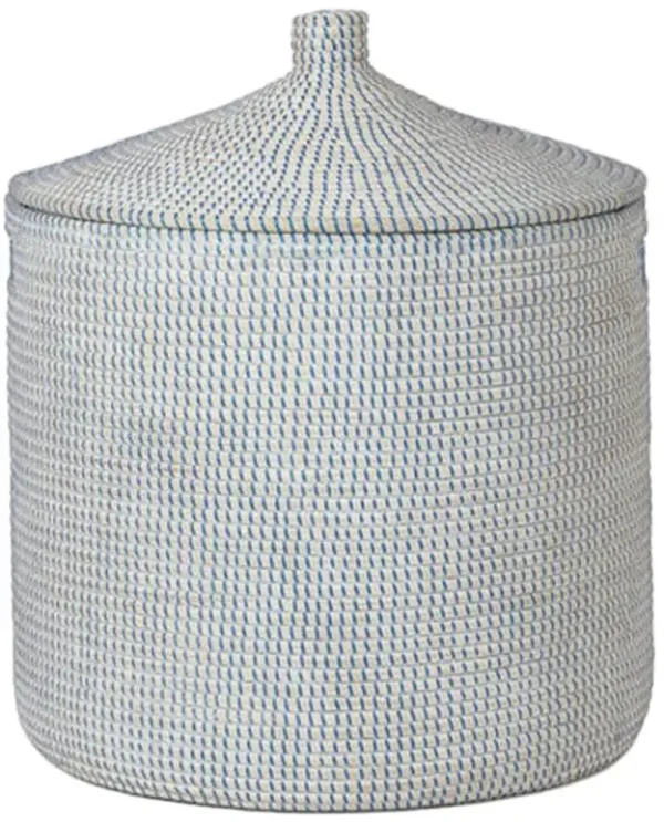 Pigeon and Poodle Roslyn Coastal Navy Woven Whitewashed Seagrass Hamper - Large