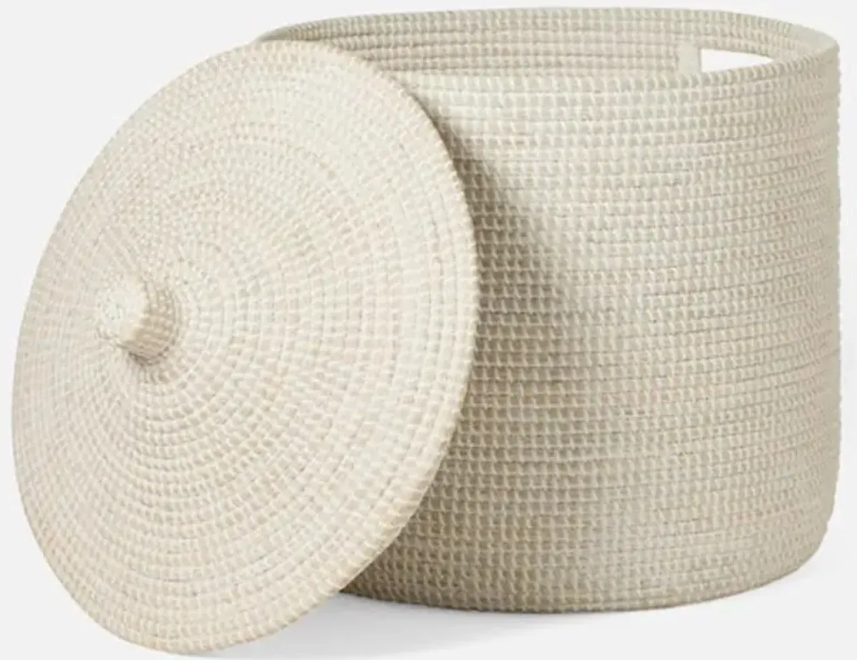 Pigeon and Poodle Roslyn Coastal Beach Whitewashed Seagrass Hamper - Large