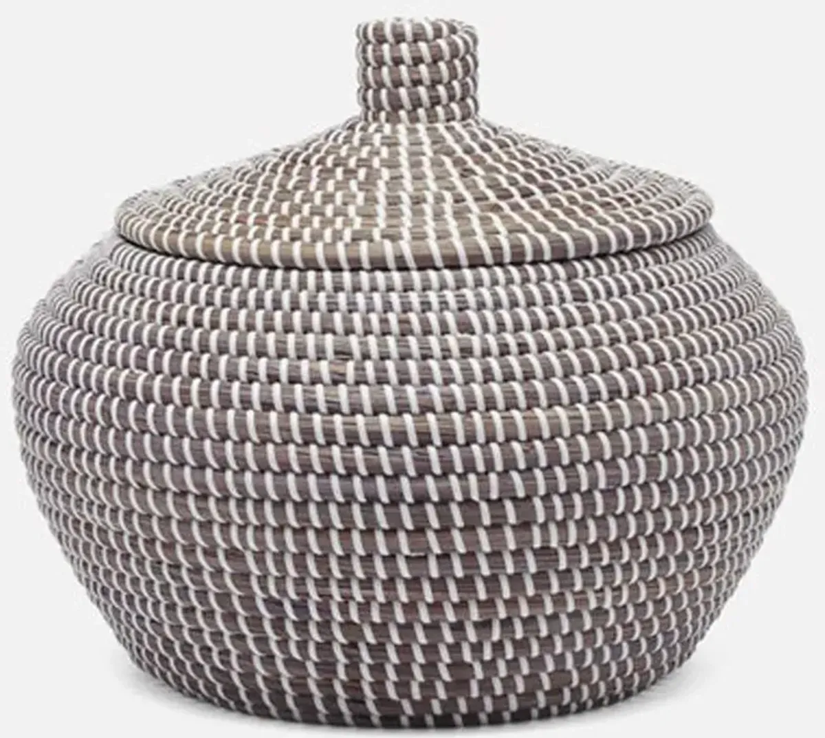 Pigeon and Poodle Roslyn White Woven Grey Seagrass Round Basket - Set of 2