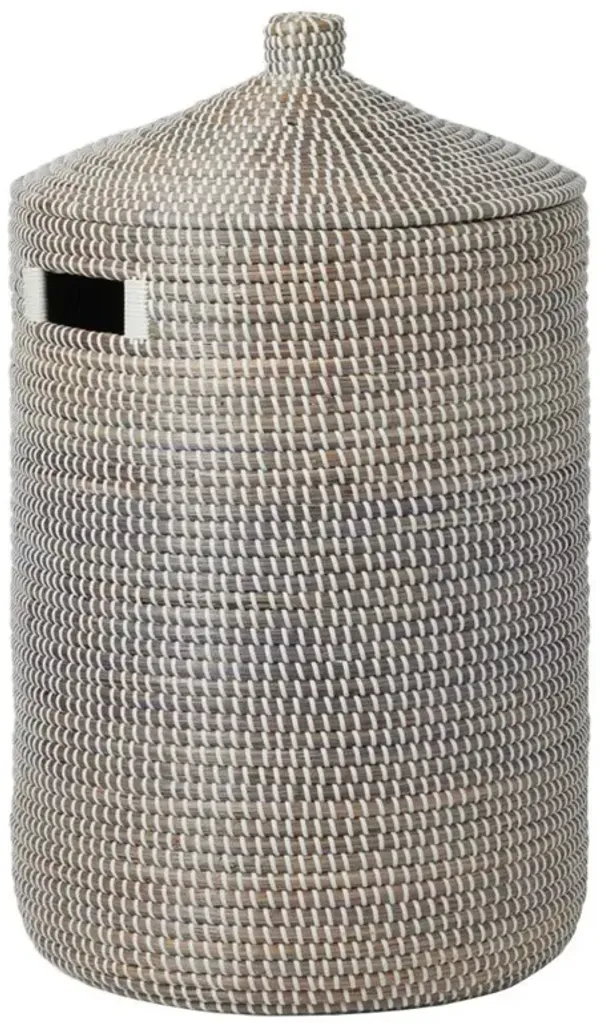 Pigeon and Poodle Roslyn Coastal Beach White Woven Grey Seagrass Hamper - Small