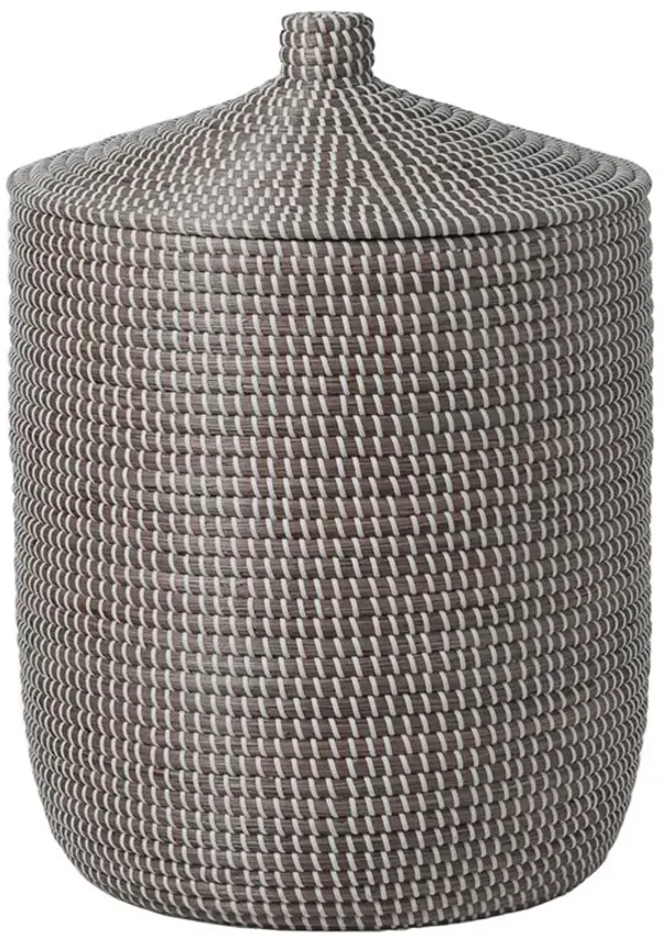 Pigeon and Poodle Roslyn White Woven Grey Seagrass Tall Floor Basket