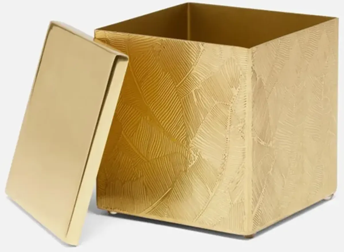 Pigeon and Poodle Mancora Hollywood Regency Shiny Etched Brass Canister