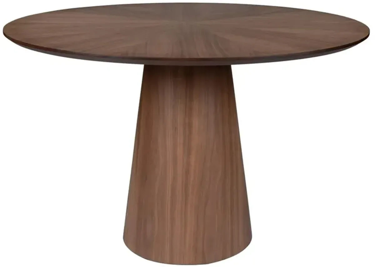Caspar Modern Classic Brown Walnut Wood Round Pedestal Dining Table - 48"