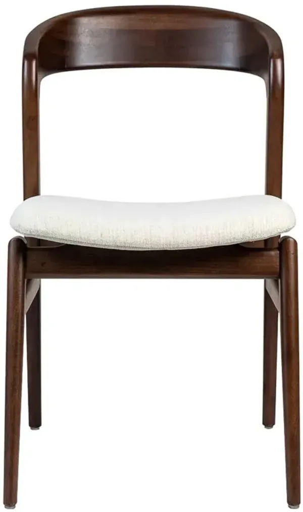 Sophie Modern Off White Upholstered Dark Brown Wood Dining Side Chair