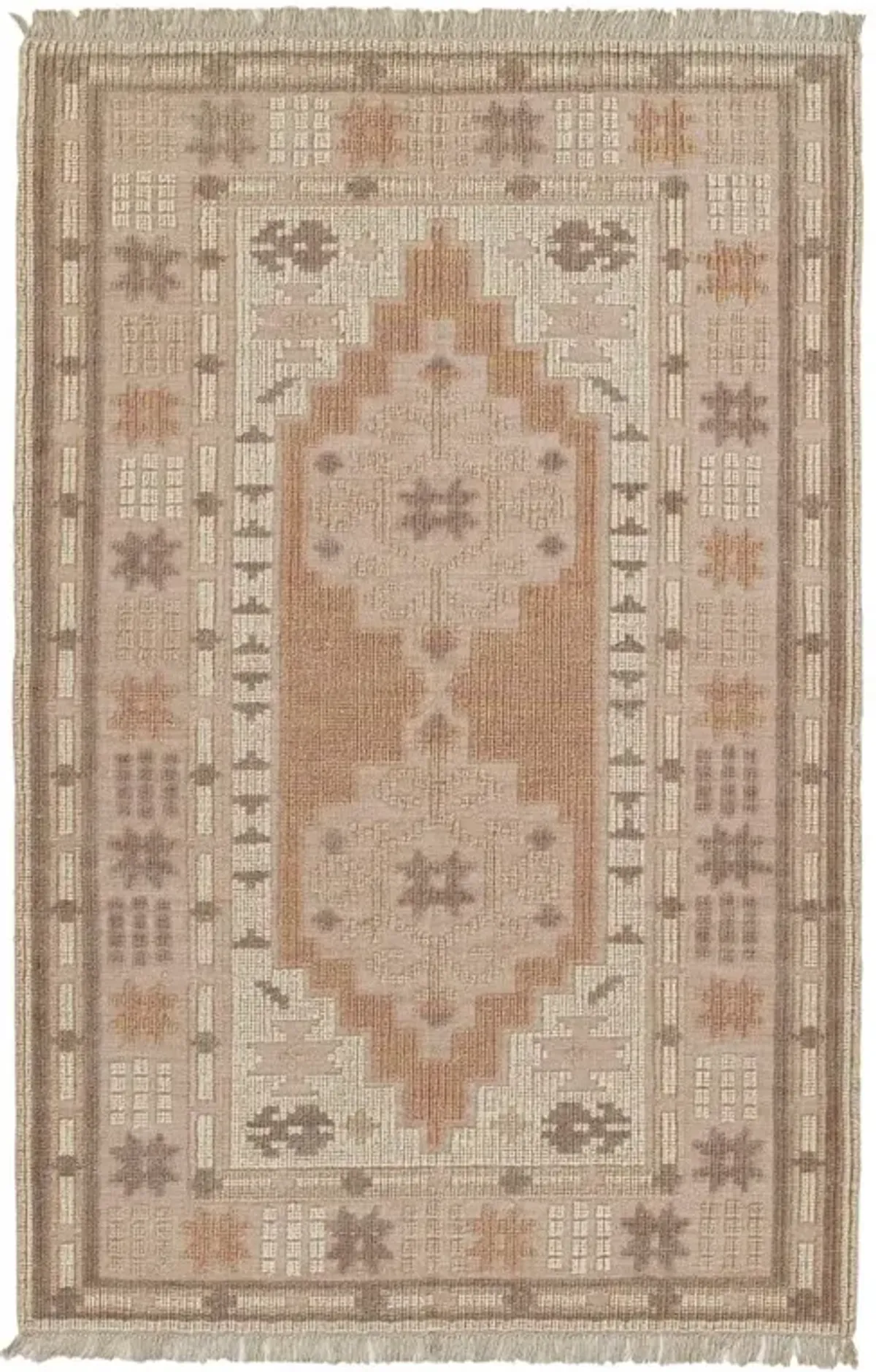 Francesca Global Bazaar Pink Wool Oushak Patterned Rug - 9'x12'