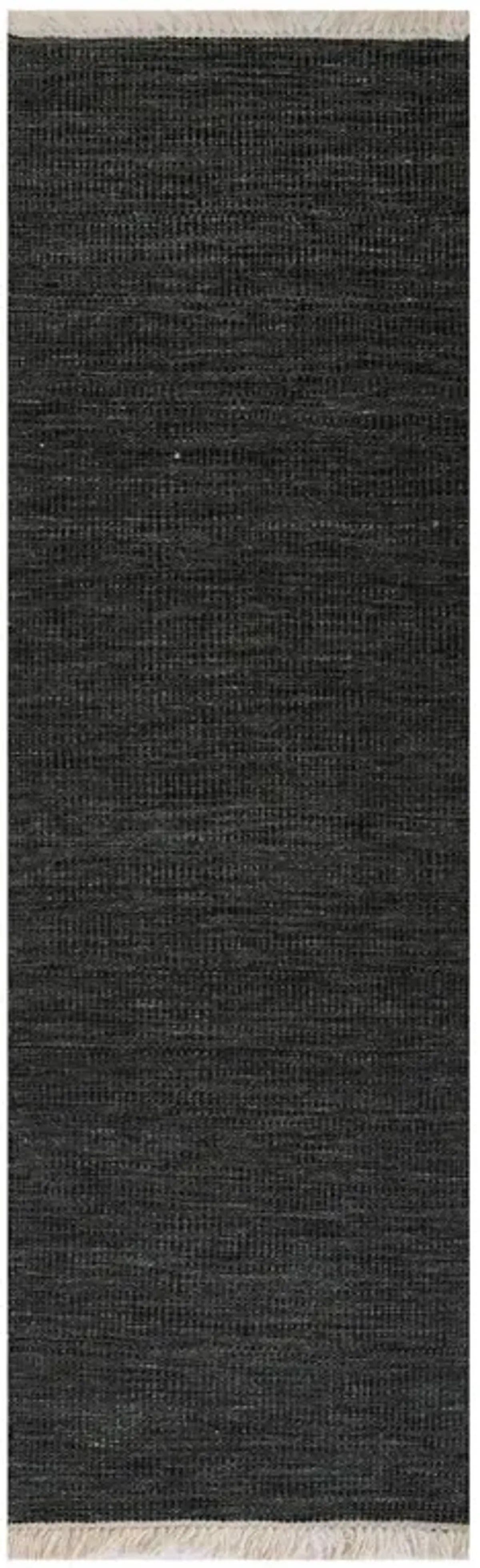Natalia Modern Black Striated Indoor Outdoor Runner Rug - 2'3"x8'