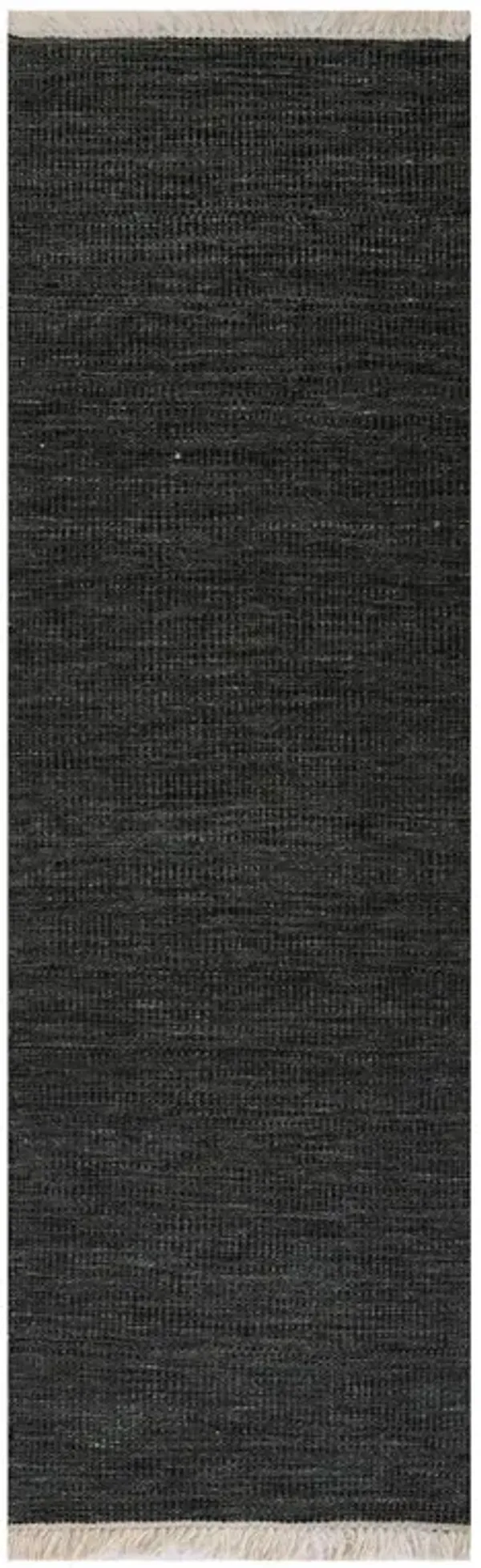 Natalia Modern Black Striated Indoor Outdoor Runner Rug - 2'3"x8'
