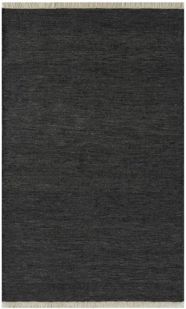 Natalia Modern Black Striated Indoor Outdoor Rug - 8'x10'