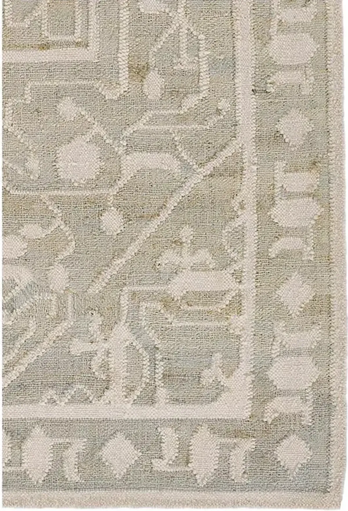 Naima Global Bazaar Blue Accent Cream Wool Oushak Patterned Rug - 5'3"x7'6"