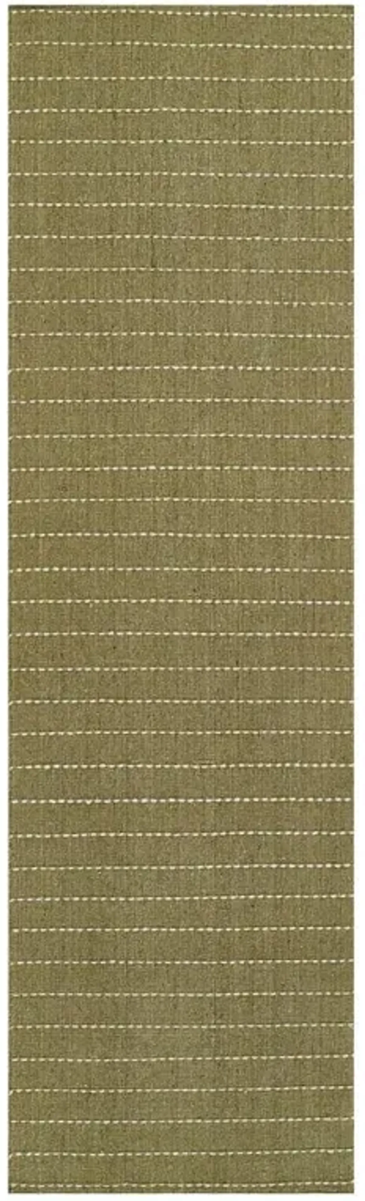 Finley Modern Green Wool Stripe Patterned Runner Rug - 2'3"x8'