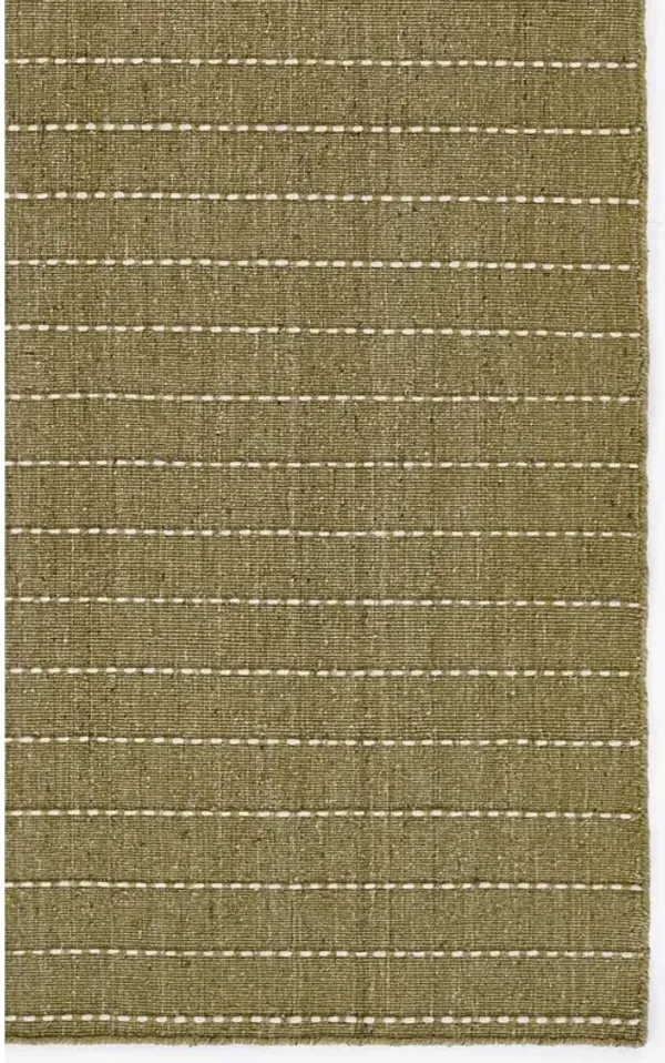 Finley Modern Classic Green Wool Stripe Patterned Rug - 5'x8'