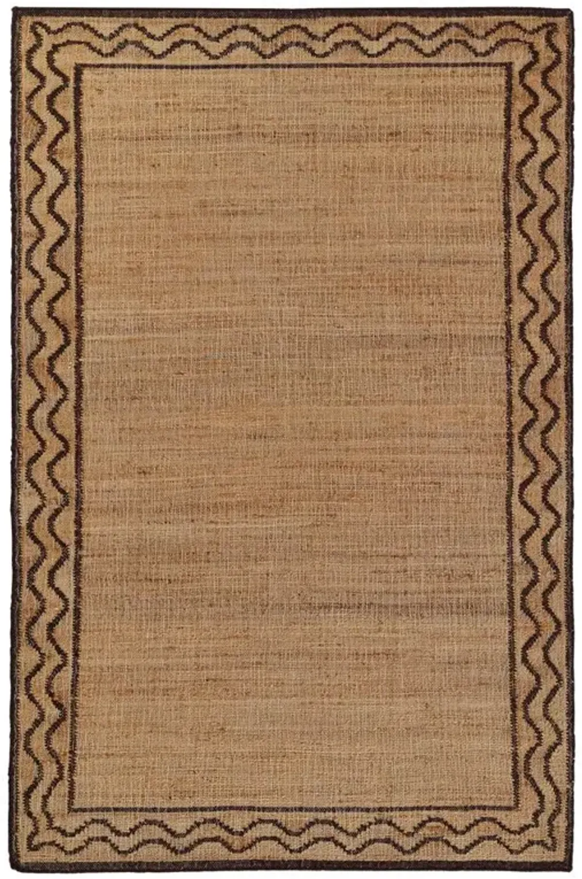 Fineas Coastal Beach Brown Patterned Jute Rug - 5'x8'