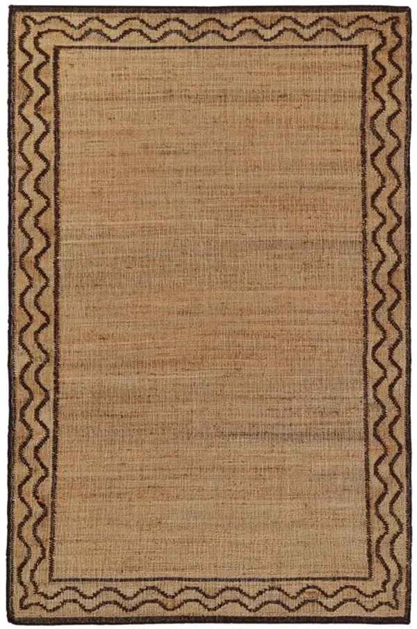 Fineas Coastal Beach Brown Patterned Jute Rug - 8'x10'