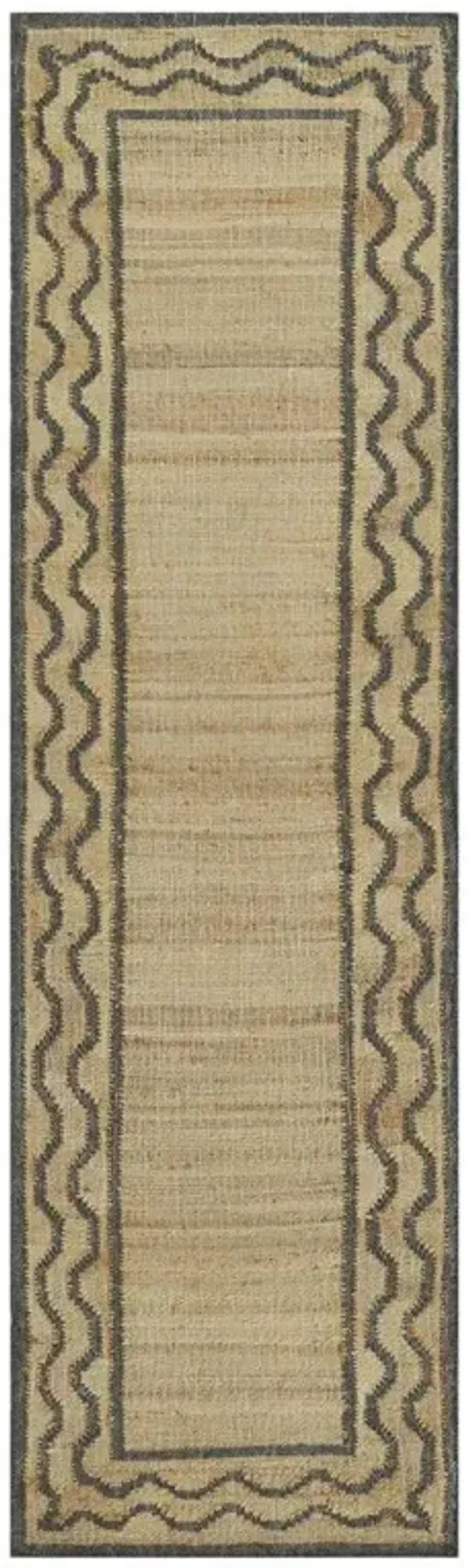 Fineas Coastal Blue Patterned Jute Runner Rug - 2'3"x8'