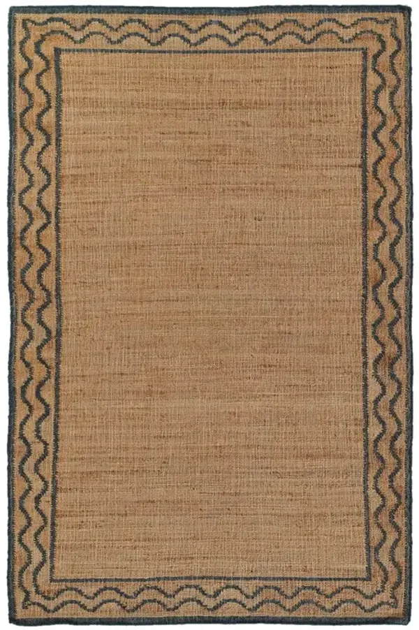 Fineas Coastal Beach Blue Patterned Jute Rug - 5'x8'