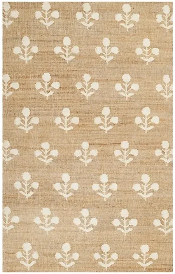 Francine French Country Natural Floral Patterned Jute Rug - 3'6"x5'6"