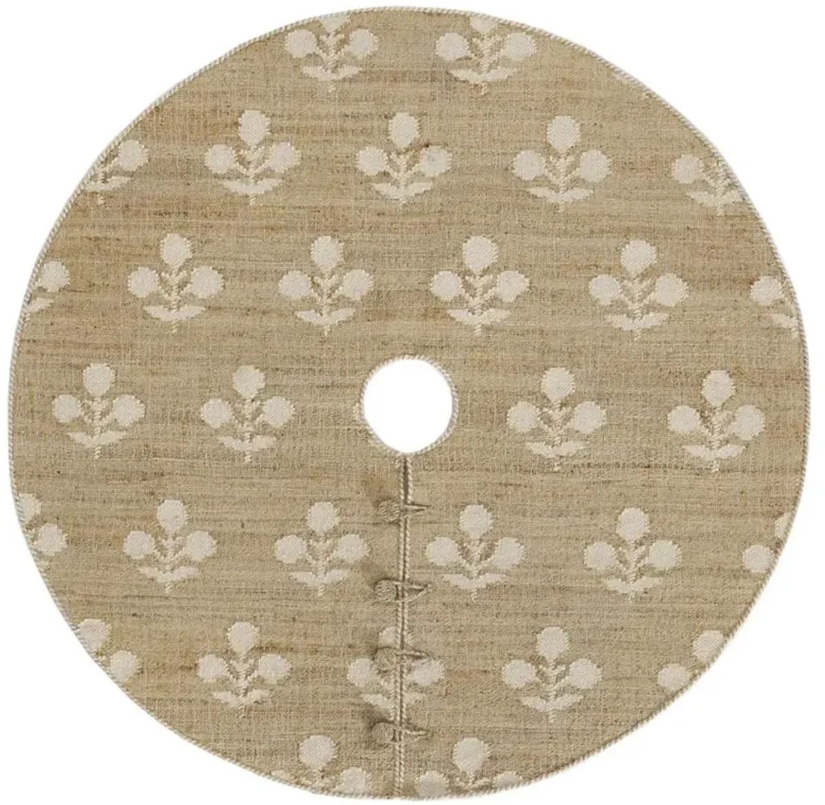 Francine French Country Natural Floral Patterned Jute Rug - 5' Round